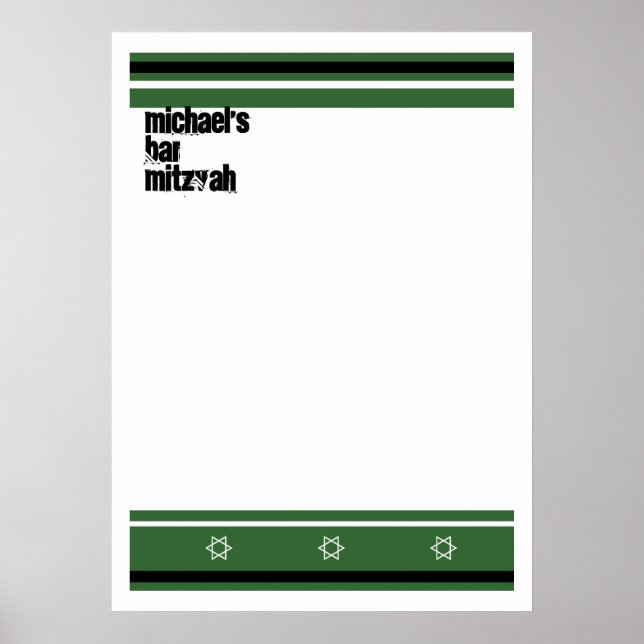 Sporty Pub Mitzvah Sign-In Board - Grönt Black Poster (Framsidan)