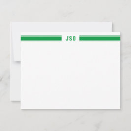 Sporty Rand Monogram Masculine Grönt & White Anteckningskort