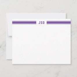 Sporty Rand Monogram Masculine Lila & White Anteckningskort