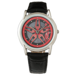 Sporty Red Hjul Rims Tävla Design Armbandsur