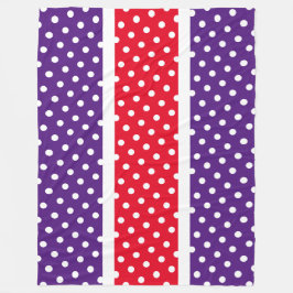 Sporty Red Royal Lila White Polka dots Rand Fleecefilt