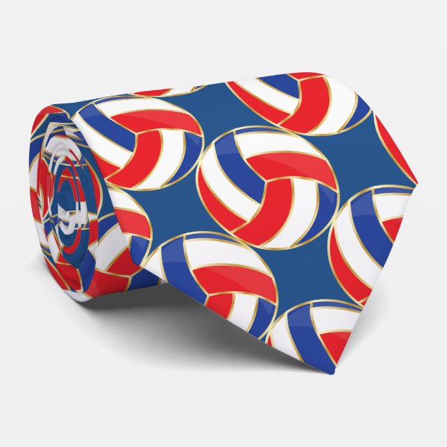 Sporty Red, White, Blue med Guld Trim Volleyball Slips (Rullad)