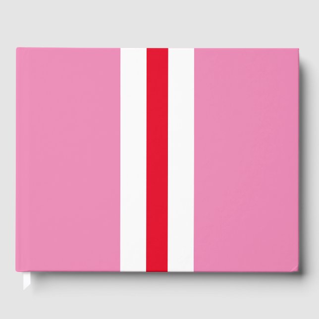 Sporty Red White Lodrät Rand on Elegant Rosa Gästböcker (Framsida)