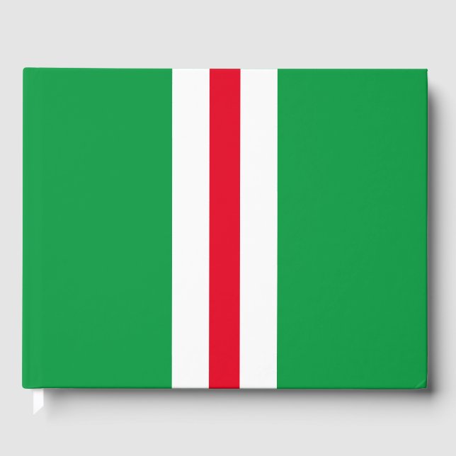 Sporty Red White Lodrät Rand på Bright Grönt Gästböcker (Framsida)