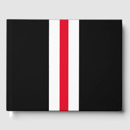 Sporty Red White Lodrät Rand på Modern Black Gästböcker