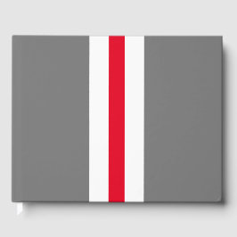Sporty Red White Lodrät Rand på Modern Grått Gästböcker