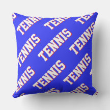 Sporty Retro White Red TENNIS Text On Royal Blue