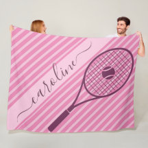 Sporty Rosa Stripe Tennis Racket & Boll Namn Cute