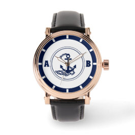 Sporty Sailor Stil, Anpassningsbar Initial, Nautic Armbandsur