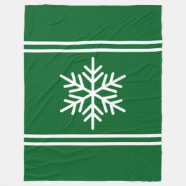 Sporty Snowflake Alpine Grönt Vit Tävla Rand Fleecefilt