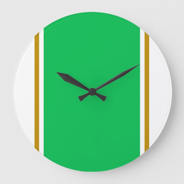 Sporty Söt Grönt White Lodrät Tävla Rand Stor Klocka (Framsida)