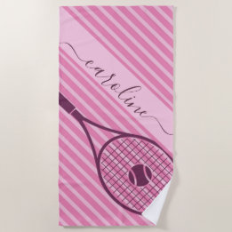 Sporty Stripe Rosa Tennis Racket Boll Girl's Namn