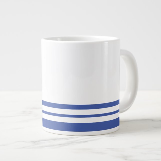 Sporty Summer Blue White Two Bold Grund Rand Jumbo Mugg (Framsida höger)