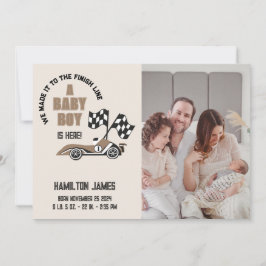 Sporty Tävling Car Pojke Birth Meddelande