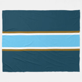 Sporty Teal Himmel Blue White Brown Tävla Rand Fleecefilt