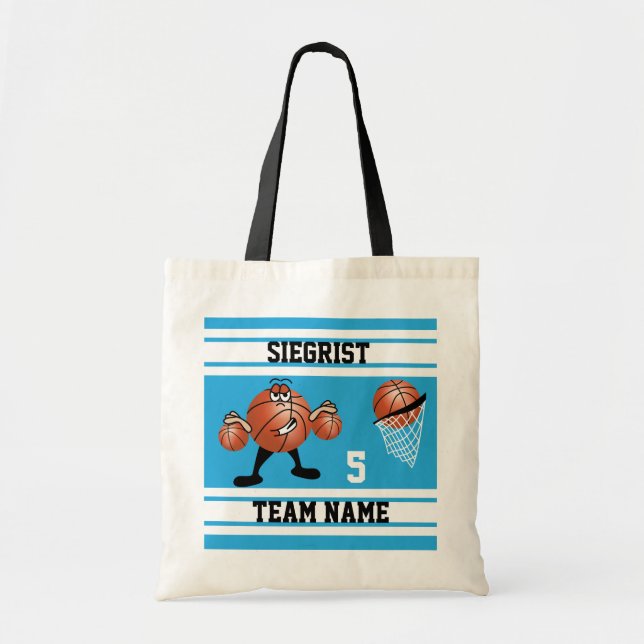 Sporty Tecknad Basketball Character | BABY BLUE Tygkasse (Framsidan)