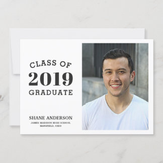 Sporty Varsity Lettering Grad Photo Announcement Meddelande