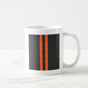 Sporty Vibrant Orange Rand Carbon Fiber Stil Kaffemugg