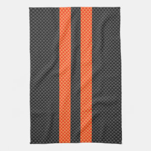 Sporty Vibrant Orange Rand Carbon Fiber Stil Kökshandduk