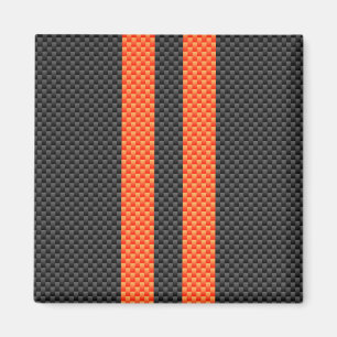 Sporty Vibrant Orange Rand Carbon Fiber Stil Magnet