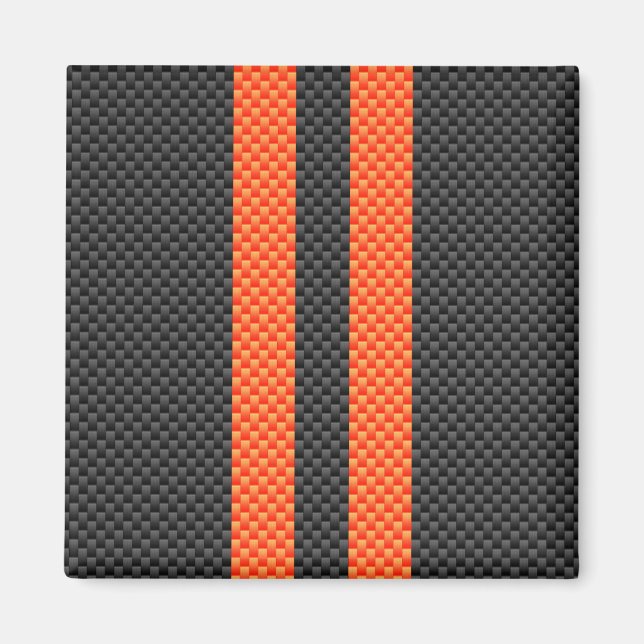 Sporty Vibrant Orange Rand Carbon Fiber Stil Magnet (Framsidan)