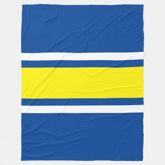 Sporty Vivid Vertical Yellow White Blue Stripes Fleecefilt (Framsidan)