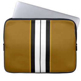 Sporty Warm Brown Split White Black Tävla Rand Laptop Fodral