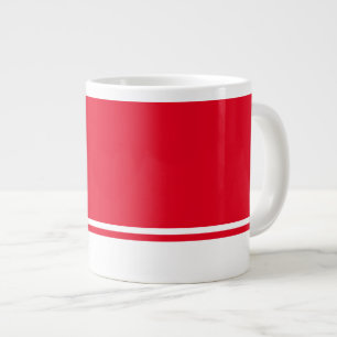 Sporty White Grund Tävla Rand på ljusrött Jumbo Mugg