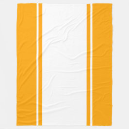 Sporty White Tävla Rand Golden Orange Kant Fleecefilt