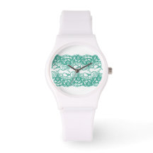 Sporty White Watch med Teal Snöre Ansikte