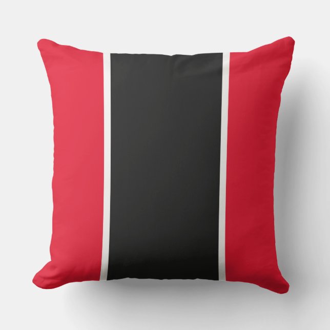Sporty Wide Black White Rand Bright Red Kant Kudde (Framsida)