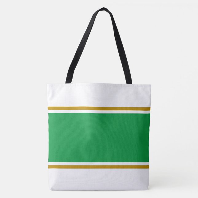 Sporty Wide Kelly Grönt Brown Tävla Rand Tygkasse (Framsida)