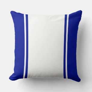 Sporty Wide Royal Navy Blue White Tävla Rand Kudde