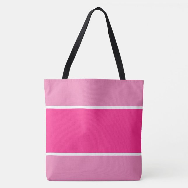Sporty Wide Two Tone Bright Rosa White Rand Tygkasse (Framsida)