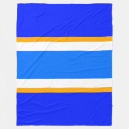 Sporty Wide Vivid Blue White Gult Tävla Rand Fleecefilt