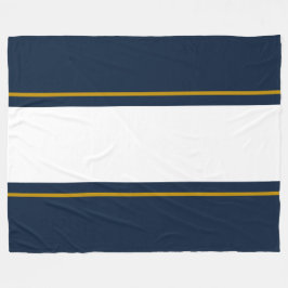 Sporty Wide White Brown Tävla Rand på marinen Fleecefilt