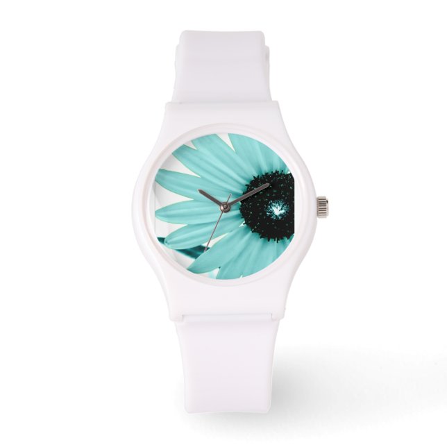 Sporty Womans solrosburst "Watch-Aquamarine" Armbandsur (Framsida)