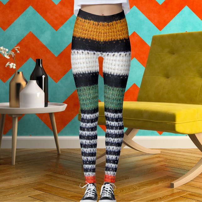 Sporty Women Striped Wool Texture Knitted Pattern  Leggings (Skapare uppladdad)