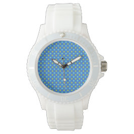 Sporty Wristwatch: Aqua, Grönt på Blue Polka dots Armbandsur