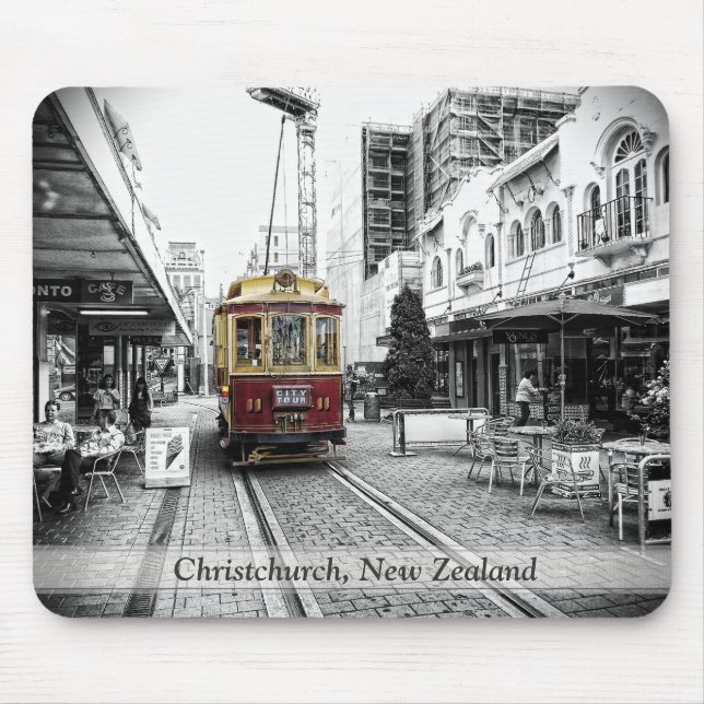 Spot Färg Tram : ChristChurch, Nya Zeeland Musmatta (Framsidan)