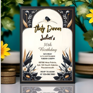 Spot Manlig manlig vuxen middag elegant 30-årsdag Inbjudningar