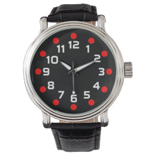 Spot Markers - Red and White on Black Armbandsur