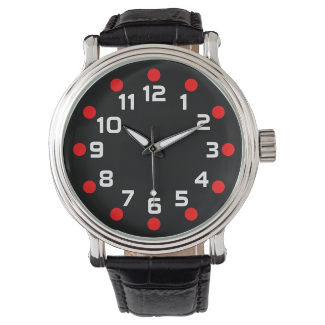 Spot Markers - Red and White on Black Armbandsur (Framsida)