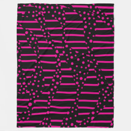 Spot och Rand 2 - Magenta och svart Fleecefilt