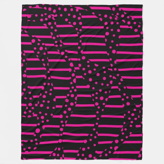 Spot och Rand 2 - Magenta och svart Fleecefilt (Framsidan)