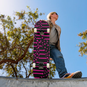 Spot och Rand 2 - Magenta och svart Mini Skateboard Bräda 18,5 Cm