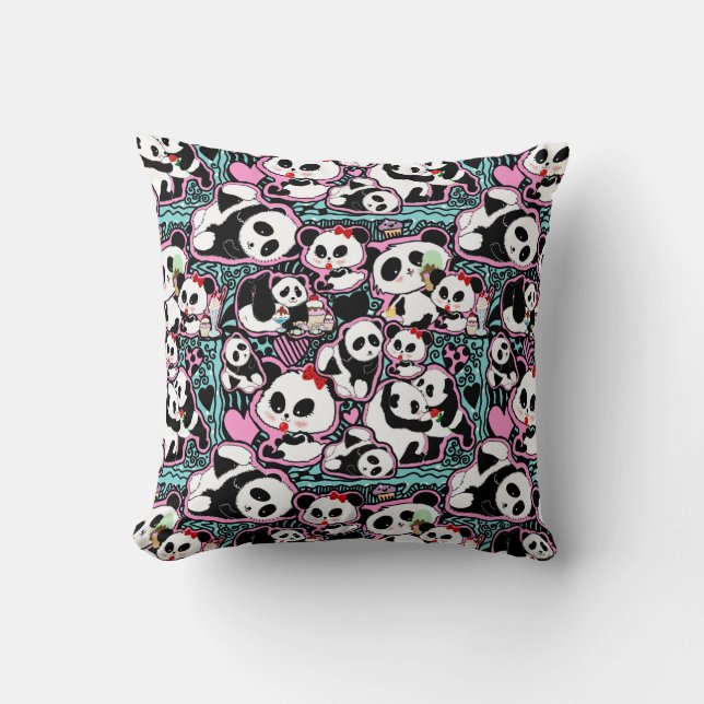Spot Panda! Panda Doodles Kudde (Framsida)