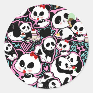 Spot Panda! Panda Doodles Runt Klistermärke