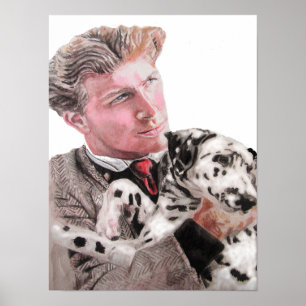 Spoted Hund Dalmatian and Man Porträtt Poster