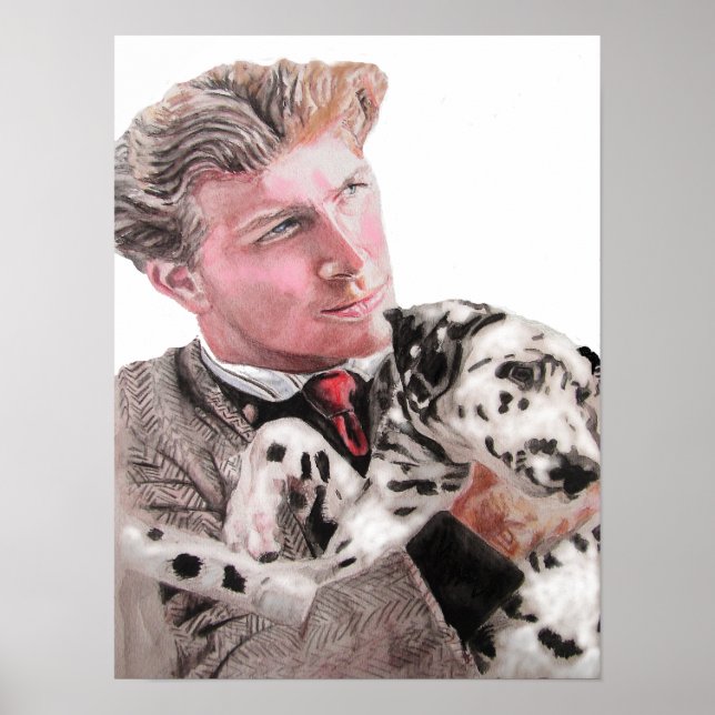 Spoted Hund Dalmatian and Man Porträtt Poster (Framsidan)